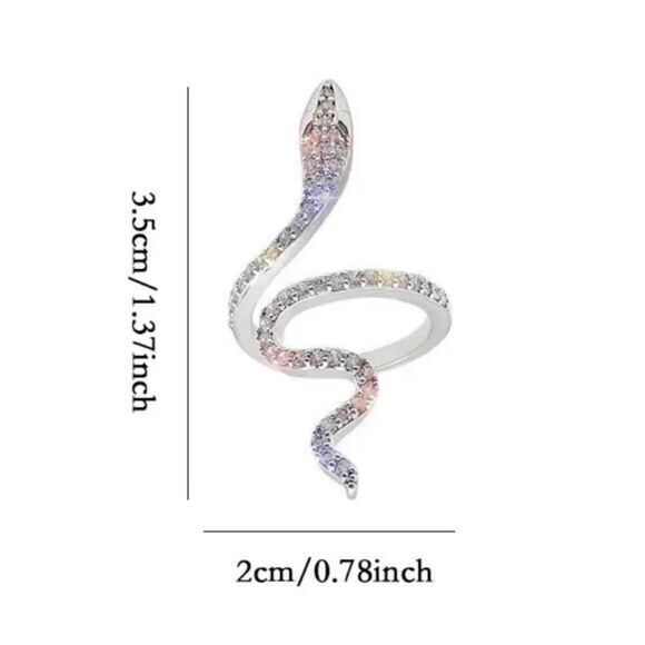 Trendy Elegant Exquisite Gothic Rhinestones Snake Ring Decorative Luxury Ring - Picture 4 of 7